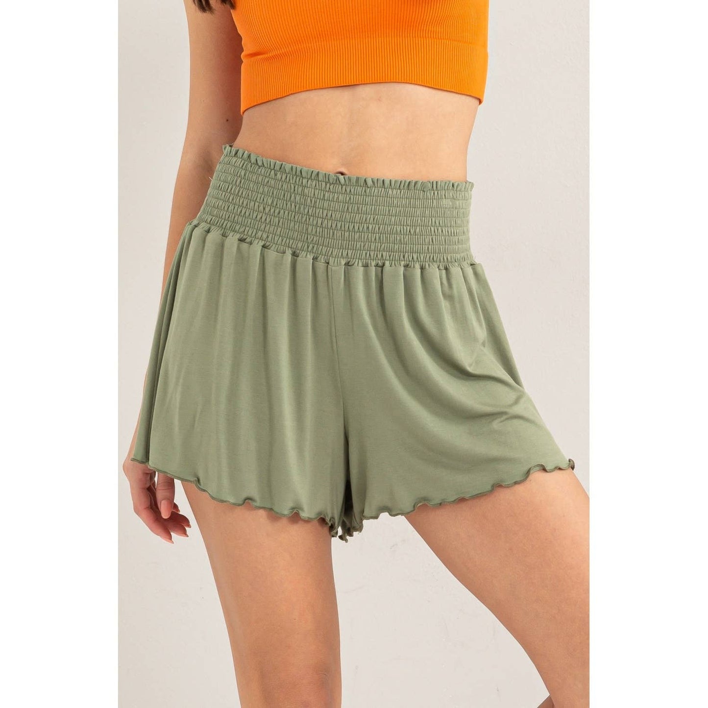 Judy-Jersey Smocked Waist Shorts