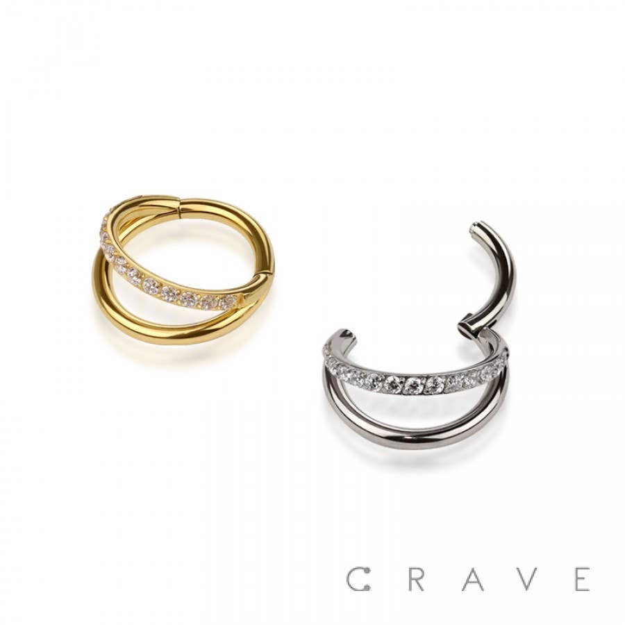 Bling but Not Too Much-Segment Nose Hoop Ring In Gold