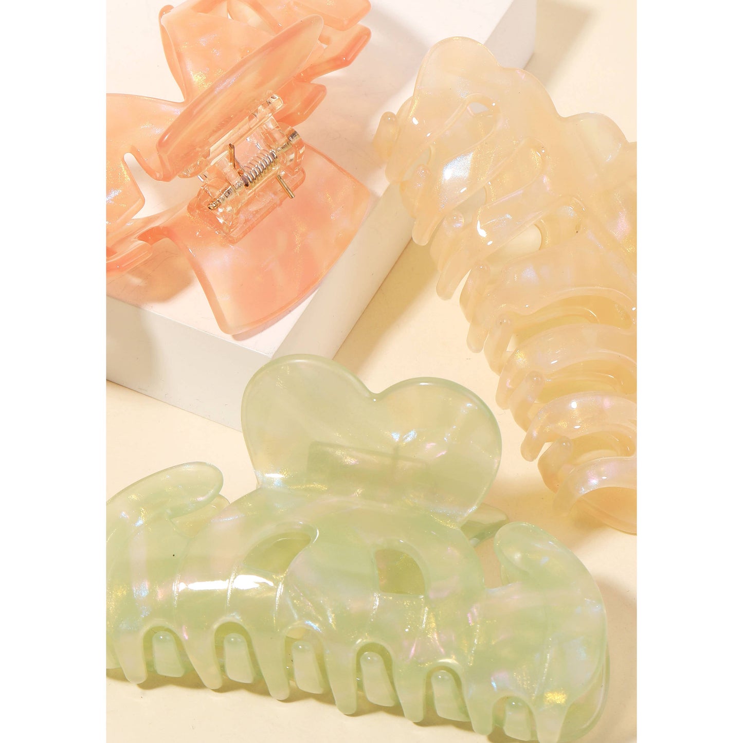 Ornate Acetate Hair Clip Set: MULTI