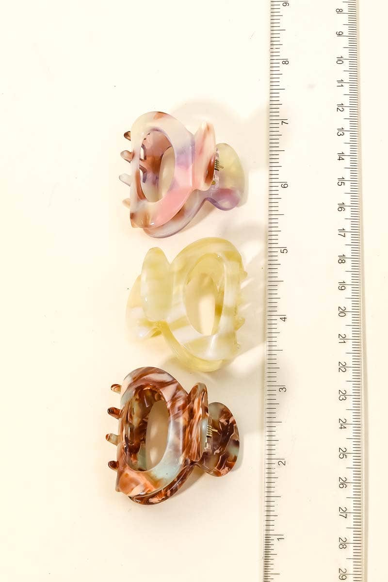 Oval Cutout Acetate Hair Claw Set: MULTI