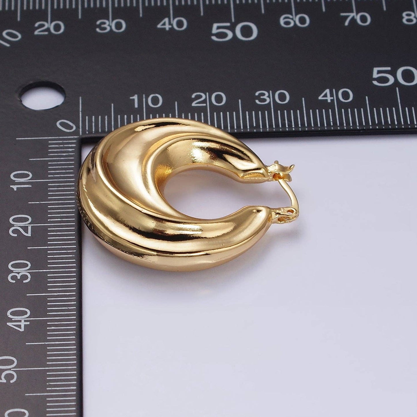 Gold Filled 30mm Chubby Twirl French Lock Latch Hoop Earring