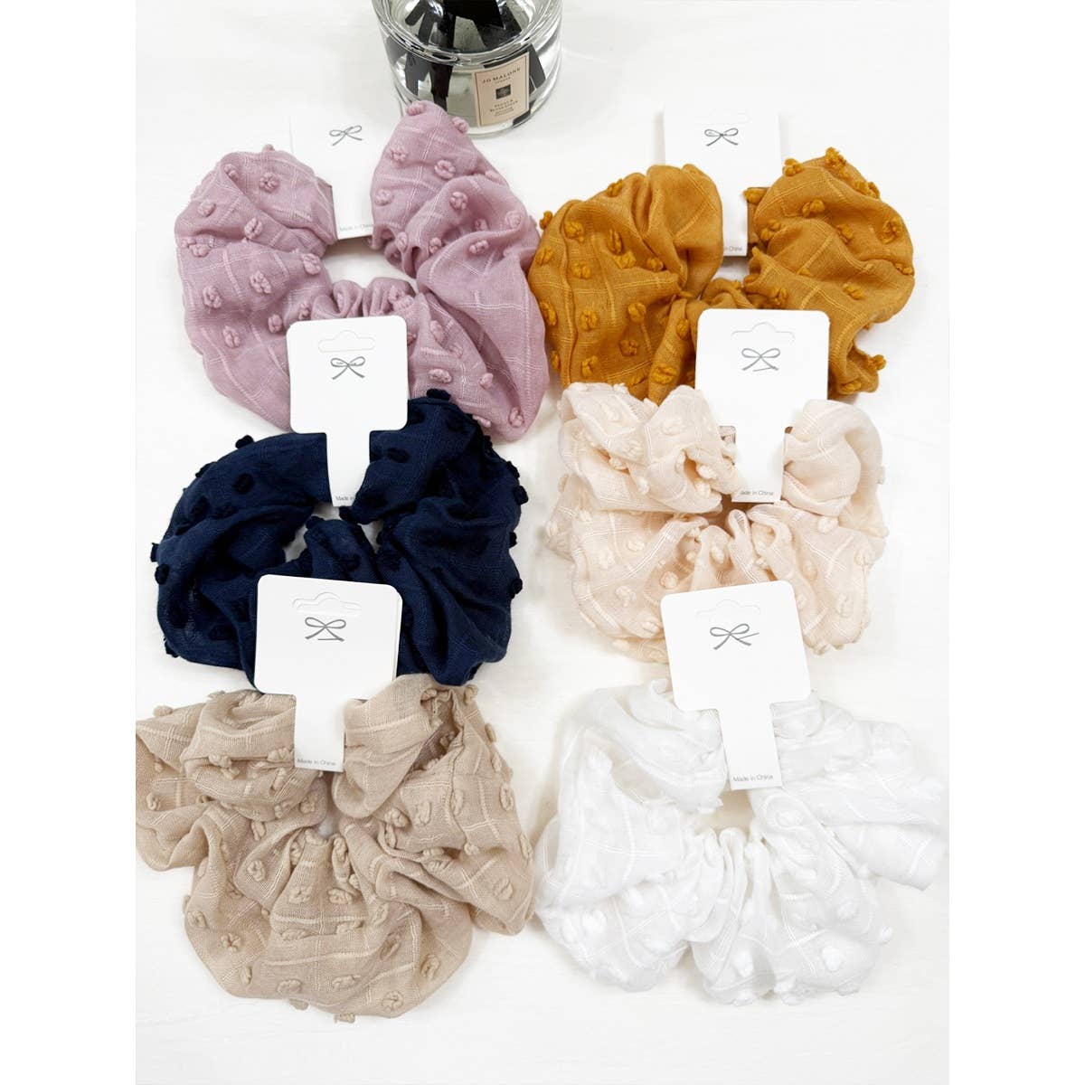 Pompom Textured Soft Tone Jumbo Scunchie