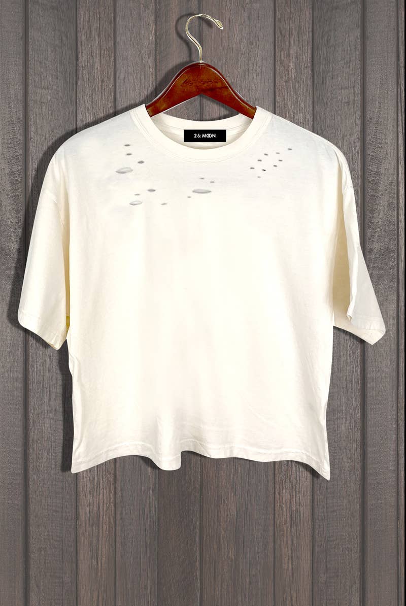 DIE CUT 100% Cotton Solid short sleeve crew neck crop Tee