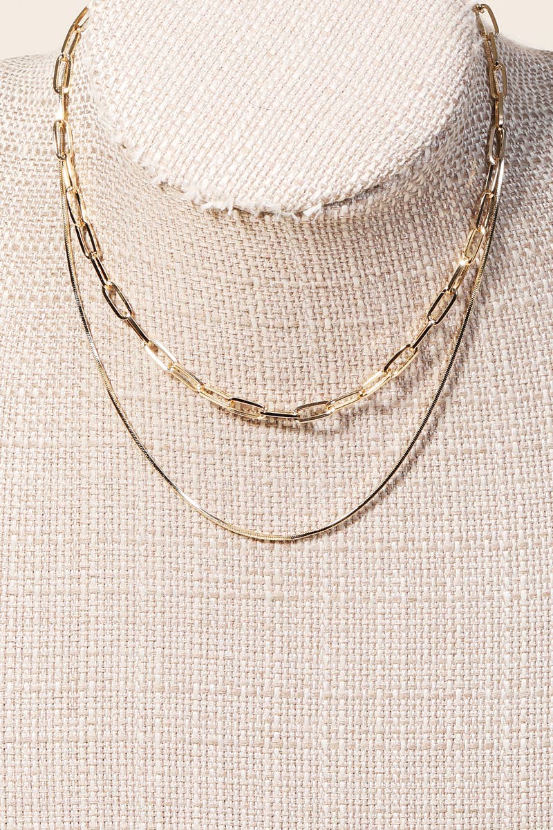 Double Chain Layered Necklace: S