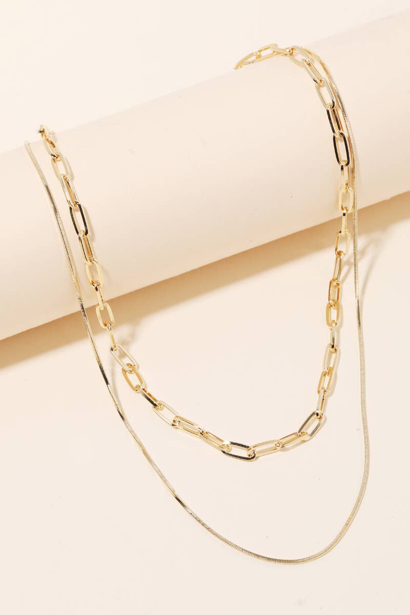 Double Chain Layered Necklace: S