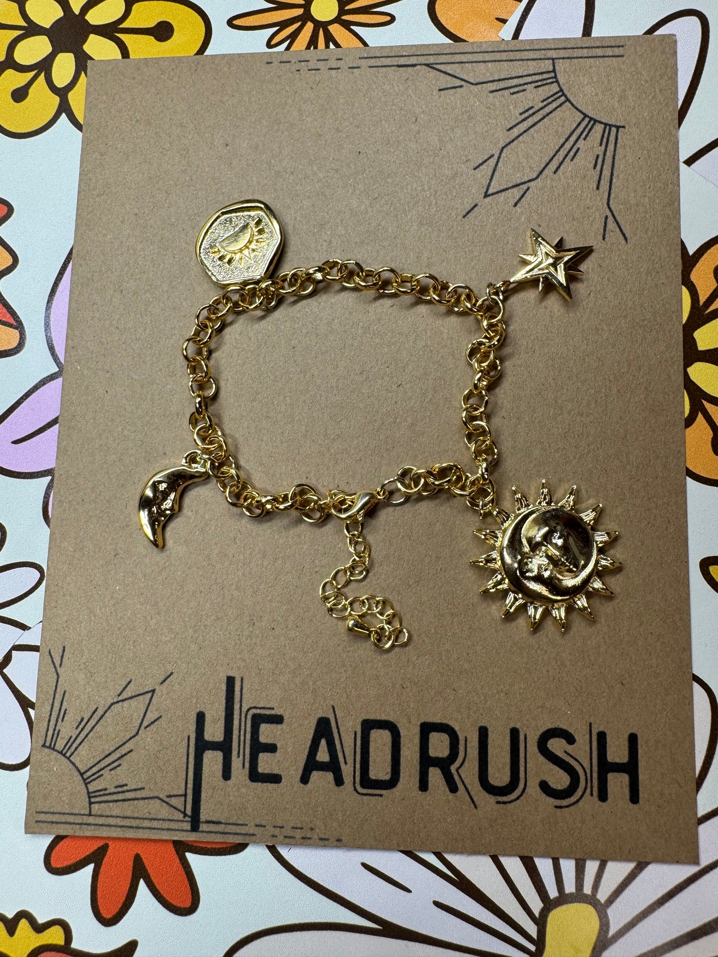 Sun And Moon Gold Charm Bracelet