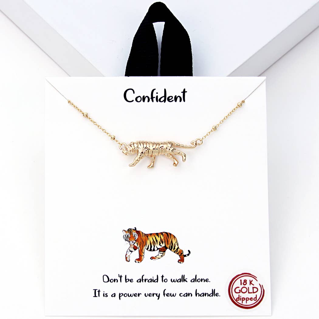 Gold-Dipped Tiger Figurine Necklace