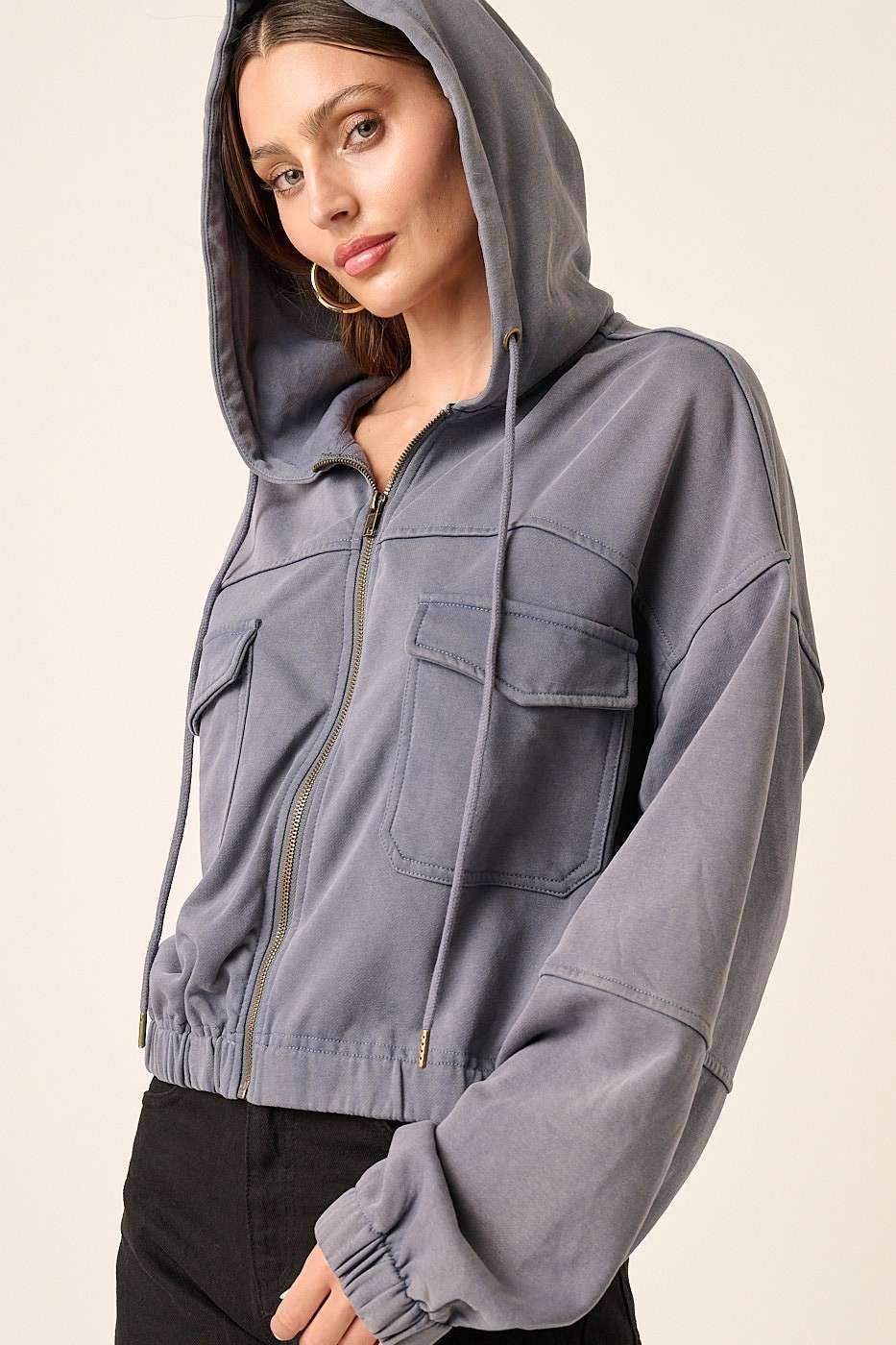 Leah-Washed French Terry Knit Jacket