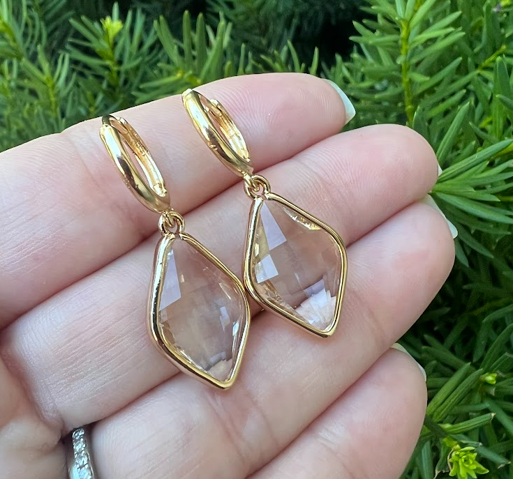 Diamond Gem Huggie Hoops