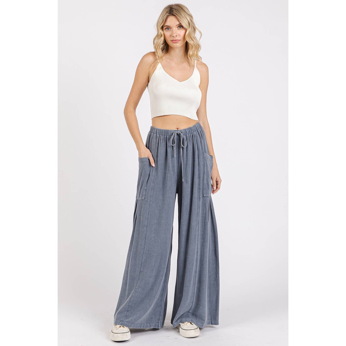 Carmella-Linen Mineral Washed Relaxed Pant