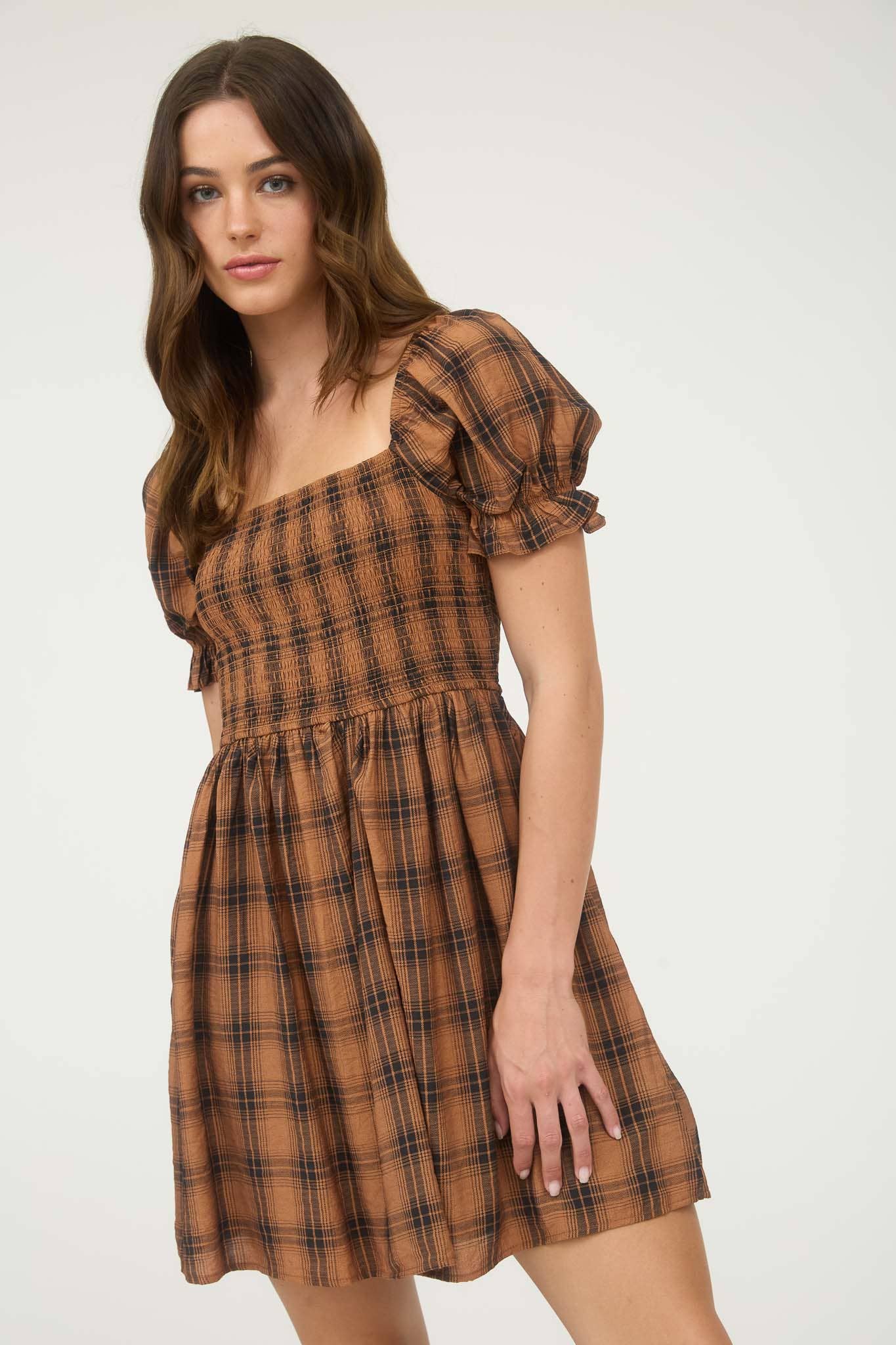 Annie-Plaid MIDI Dresss