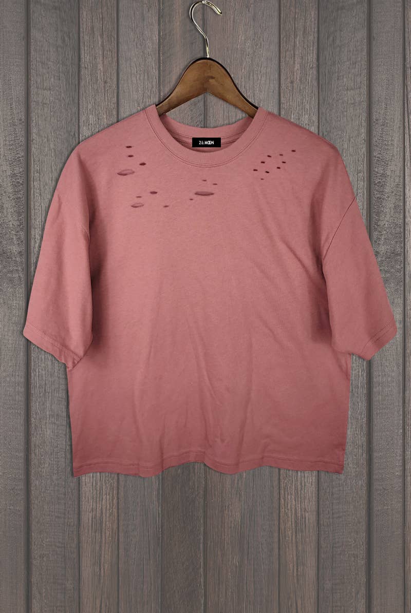 DIE CUT 100% Cotton Solid short sleeve crew neck crop Tee