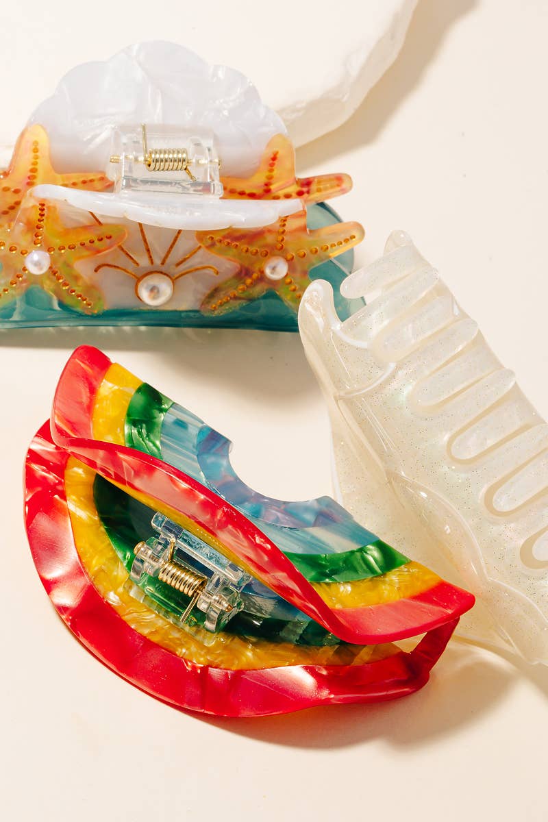 Letty- Acetate Hair Claw Set: MULTI