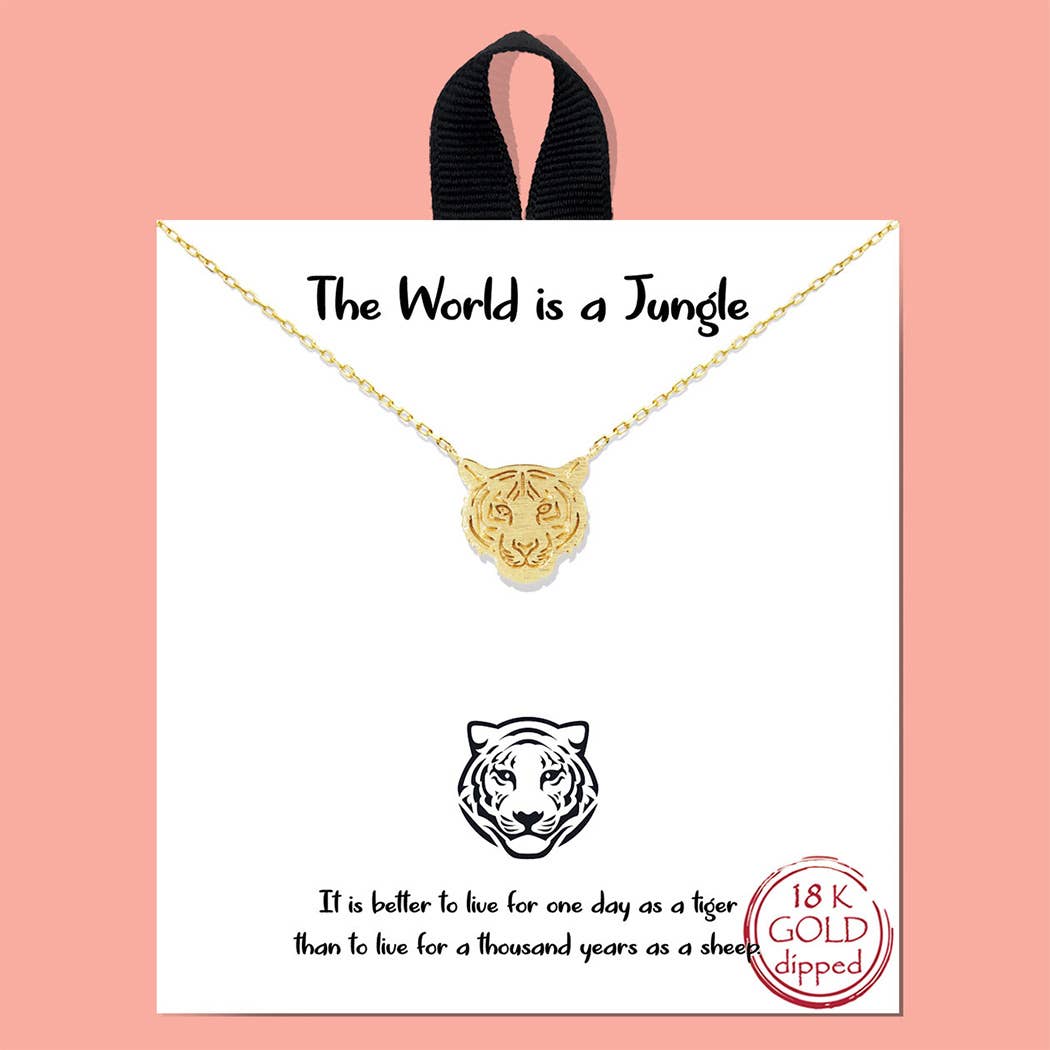 Gold-Dipped Tiger Face Necklace