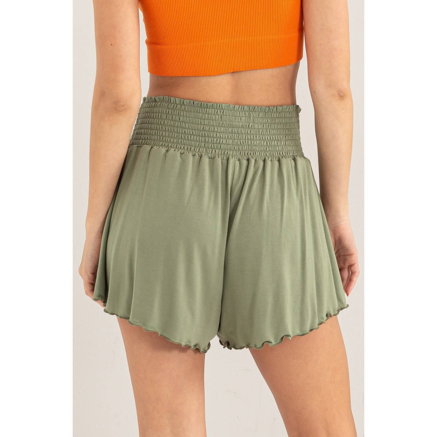 Judy-Jersey Smocked Waist Shorts