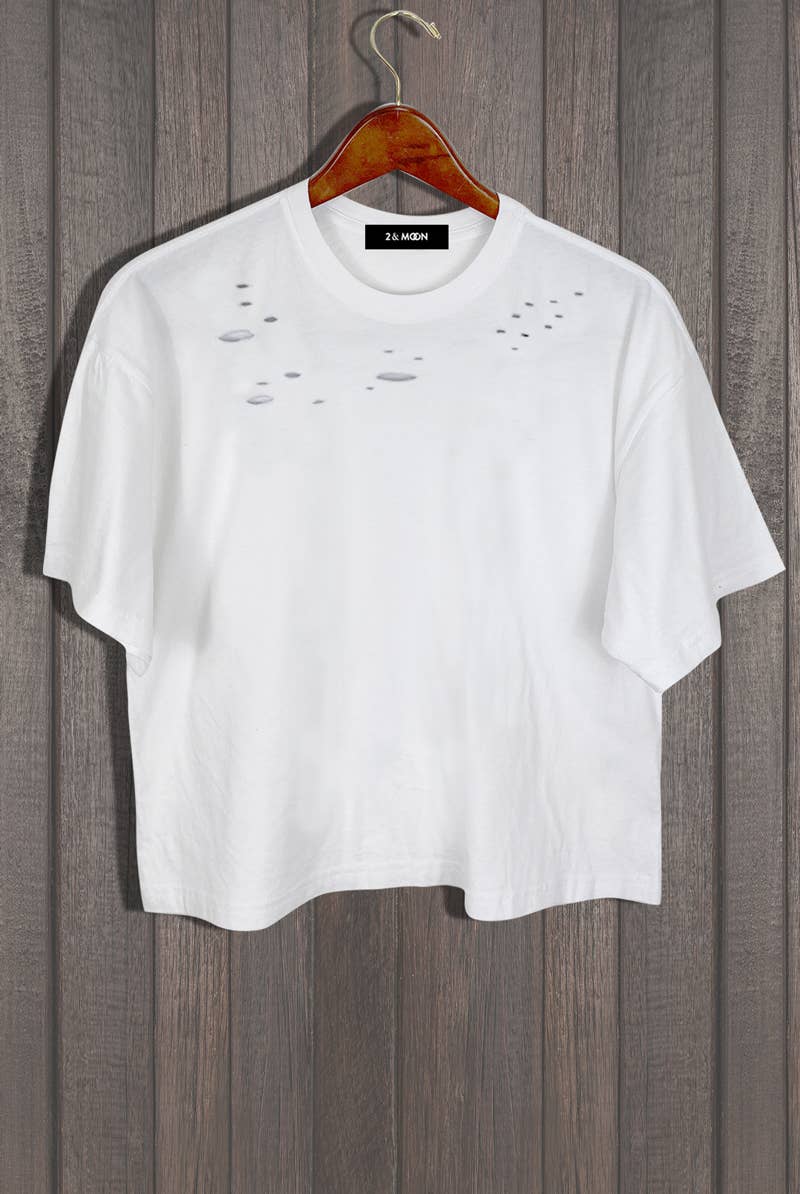 DIE CUT 100% Cotton Solid short sleeve crew neck crop Tee