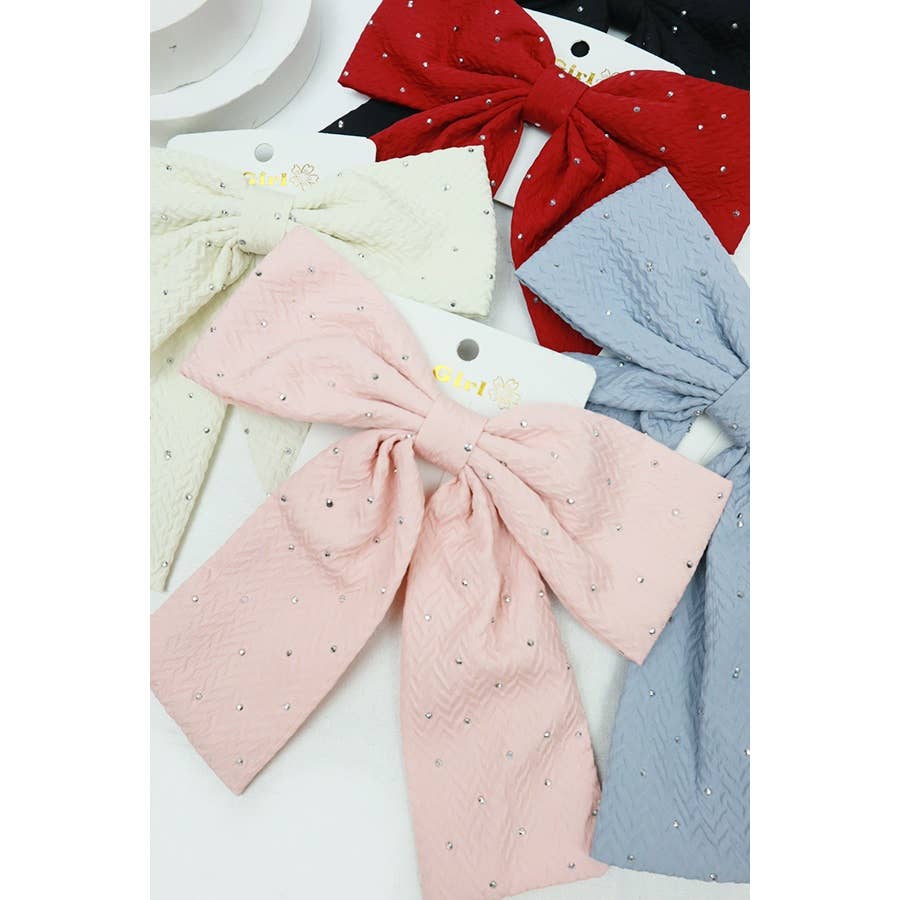 Studded Textured Bow Hair Clip: MIX COLOR / ONE