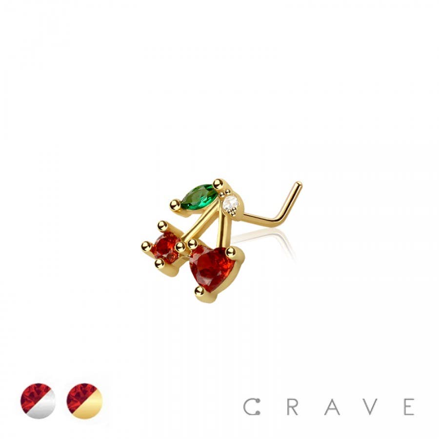 Cherry Bomb-Gold L Shaped Nose Ring