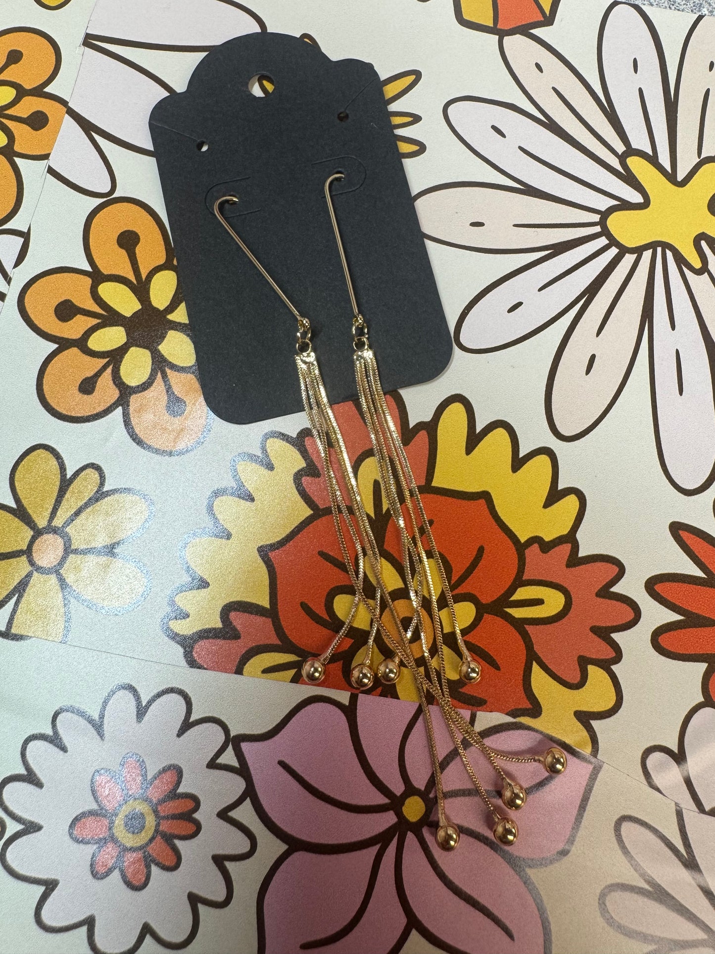 Taryn-Gold Beaded Dangle Earrings