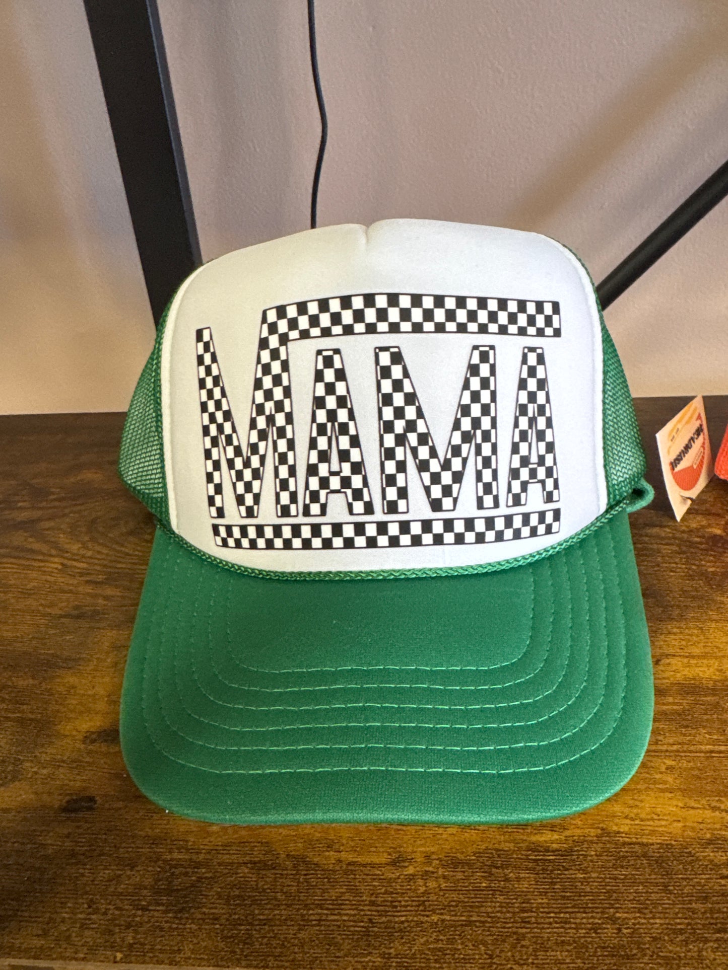 Checkered MAMA Foam Trucker Hat