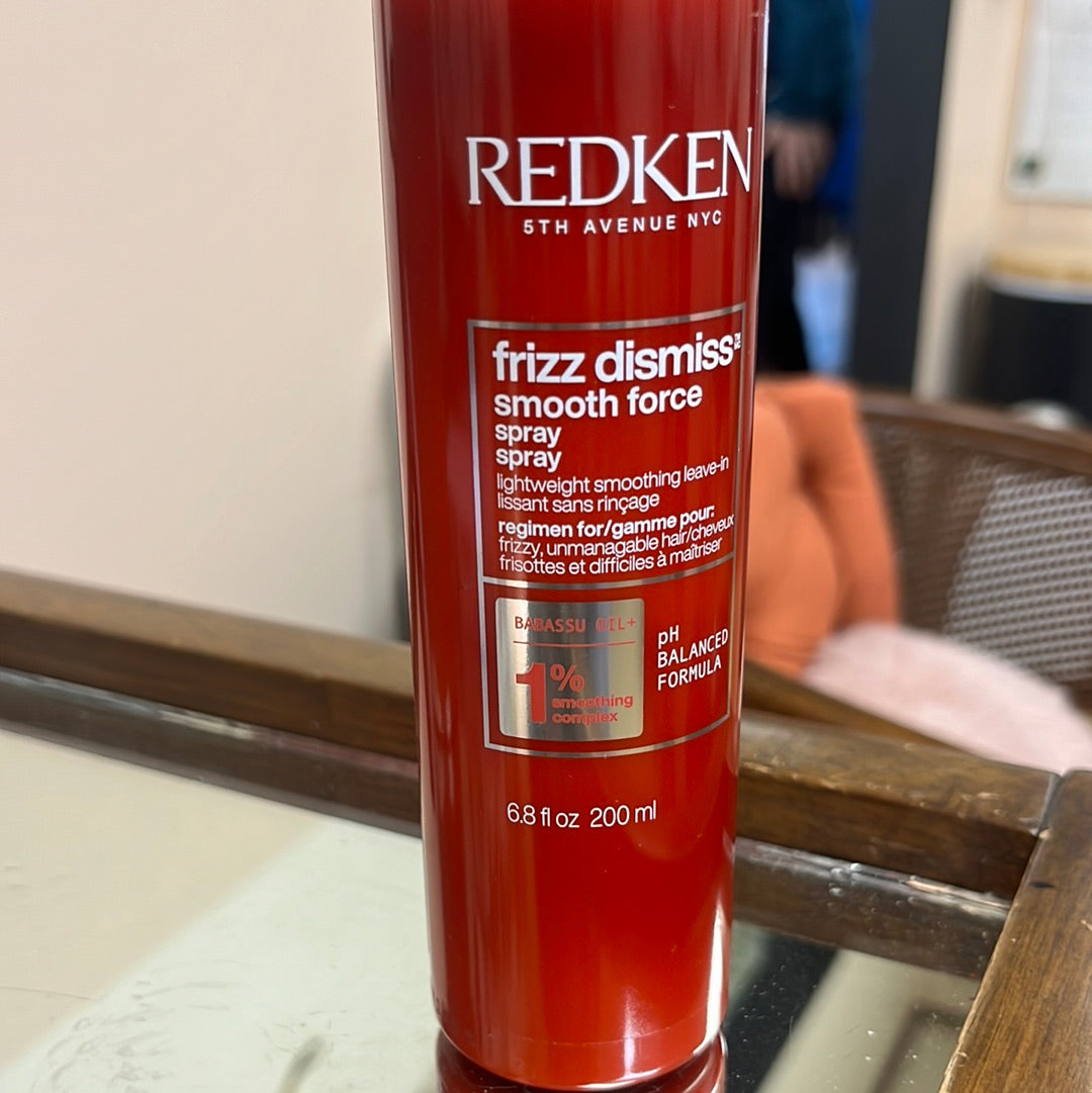 Redken frizz, dismiss, smooth, force spray
