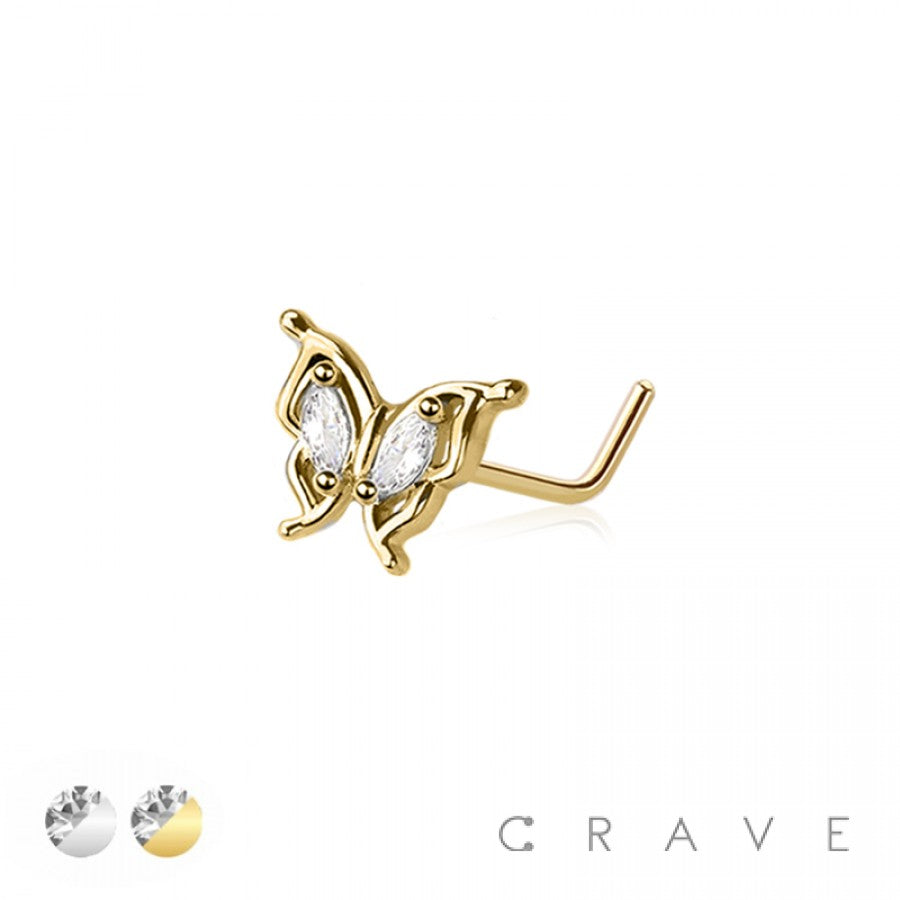 Butterfly L Shape Nose Ring