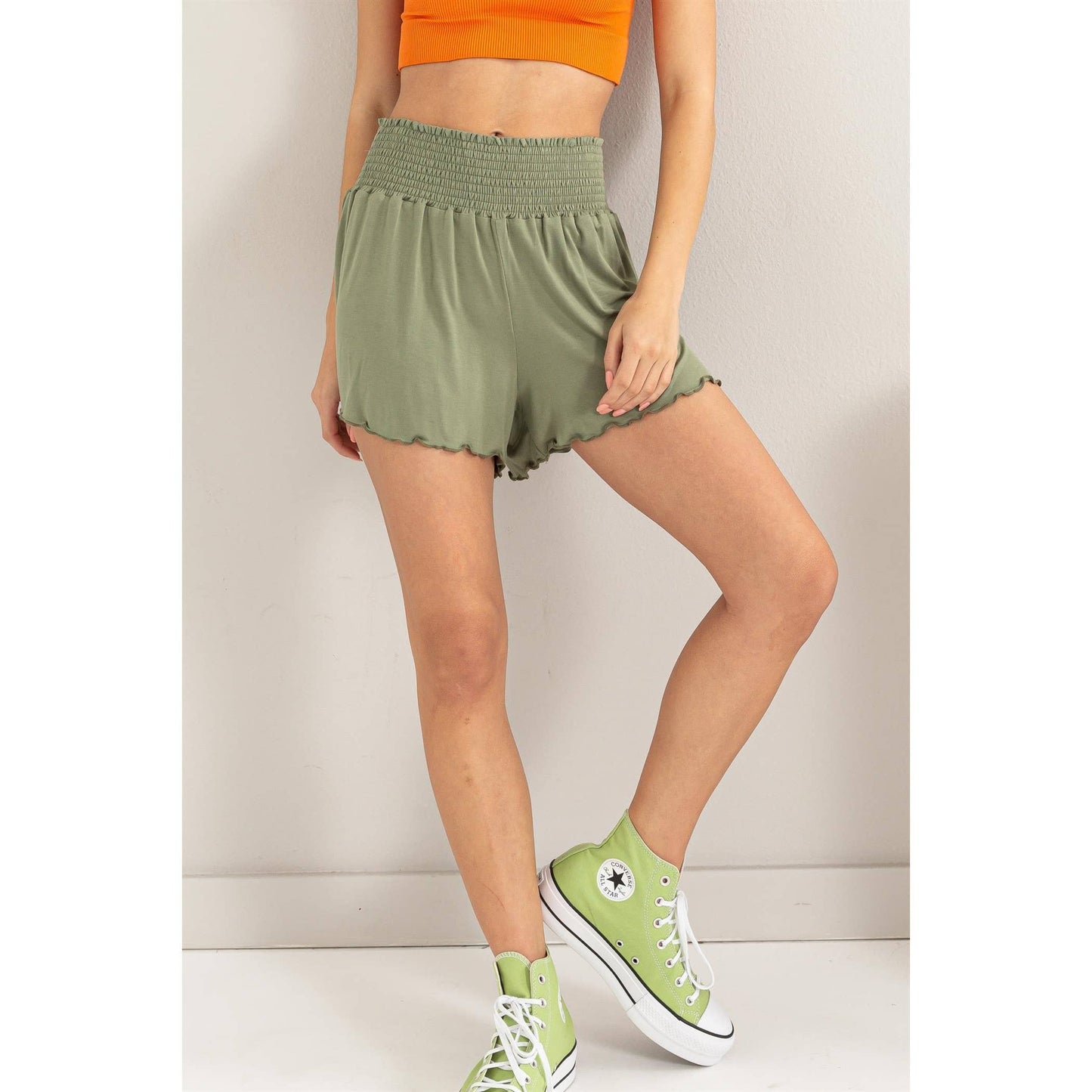 Judy-Jersey Smocked Waist Shorts