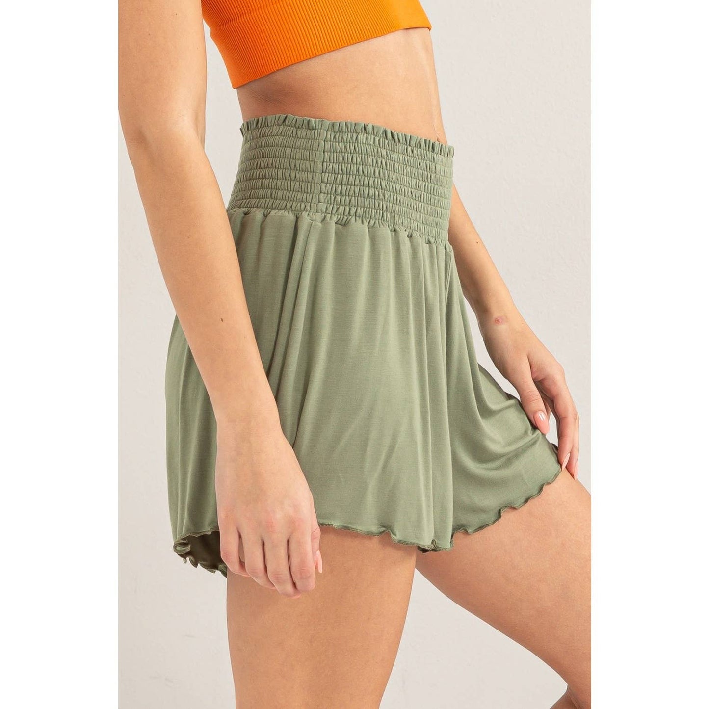 Judy-Jersey Smocked Waist Shorts