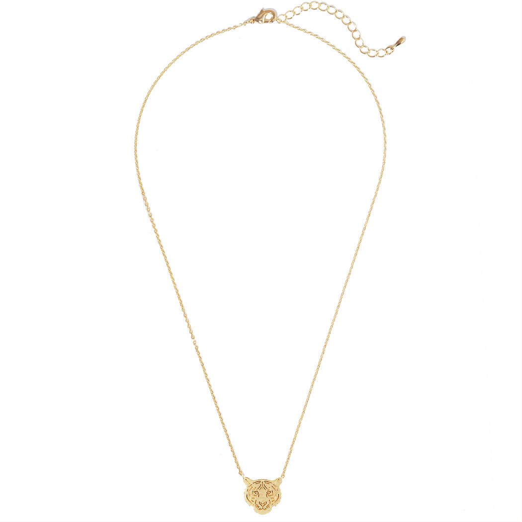 Gold-Dipped Tiger Face Necklace