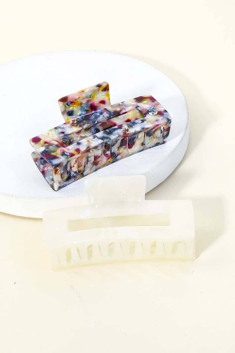 Tortoise Rectangle Hair Claw Set: IV