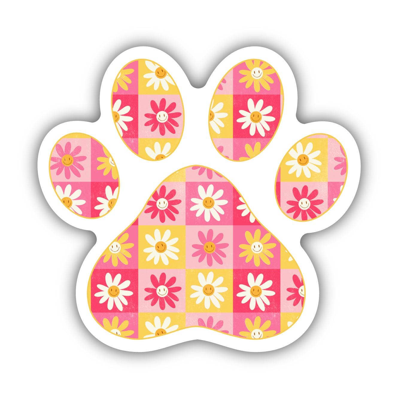 Happy Flowers Paw Print Sticker