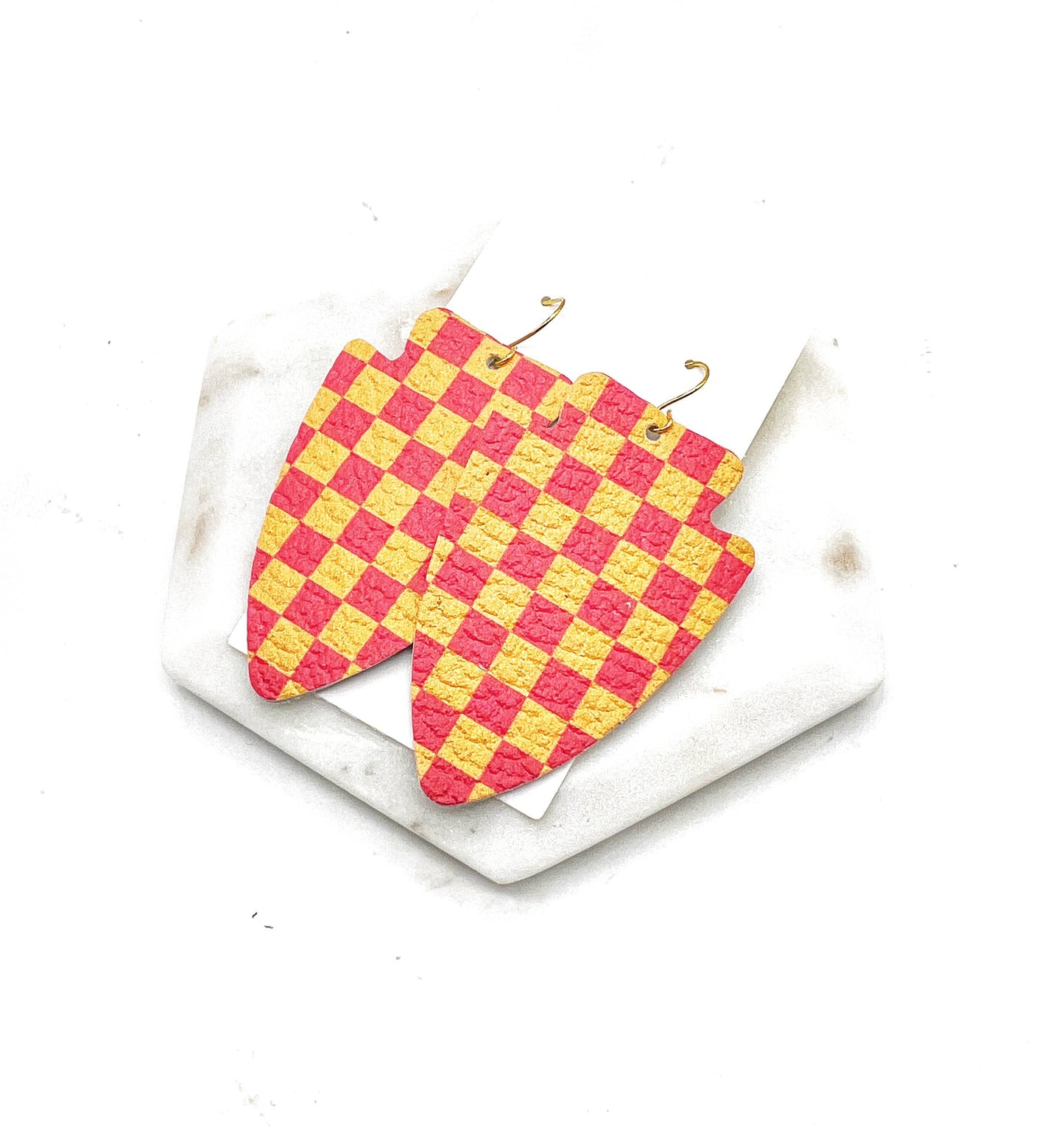 Red Checker Arrowhead Chiefs Kansas City KC Football Earring: Medium