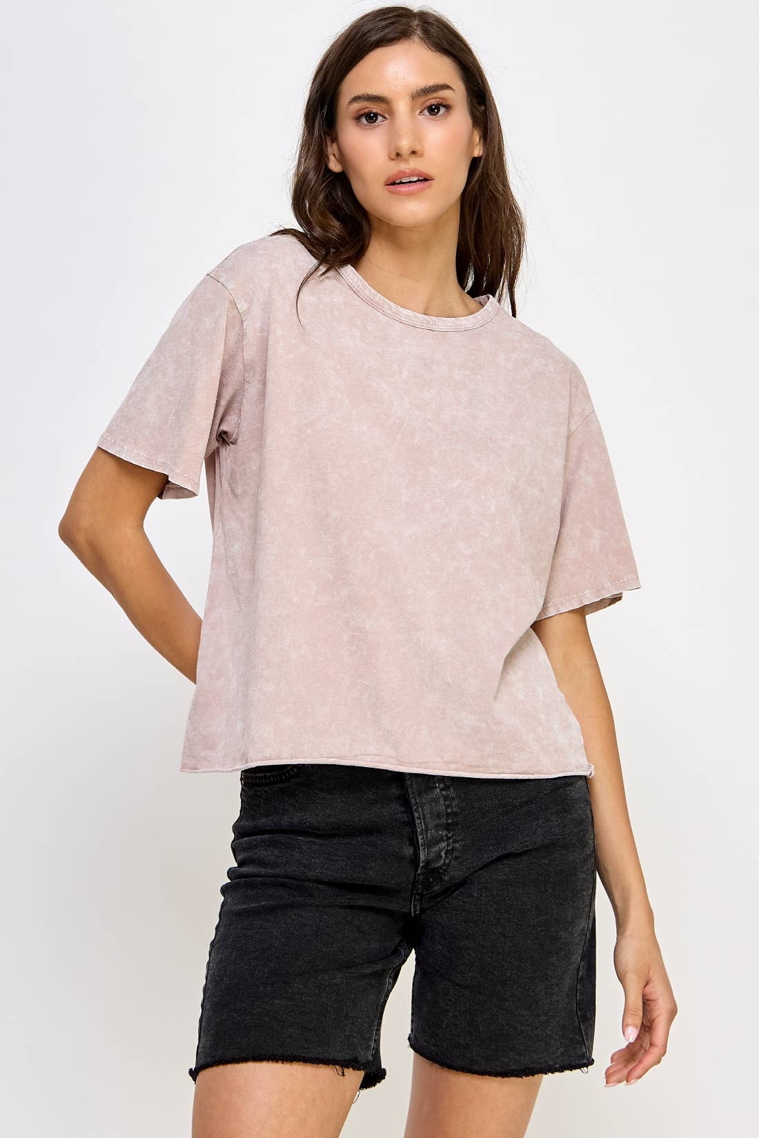 Blank Mineral Washed Long Cropped T-Shirt