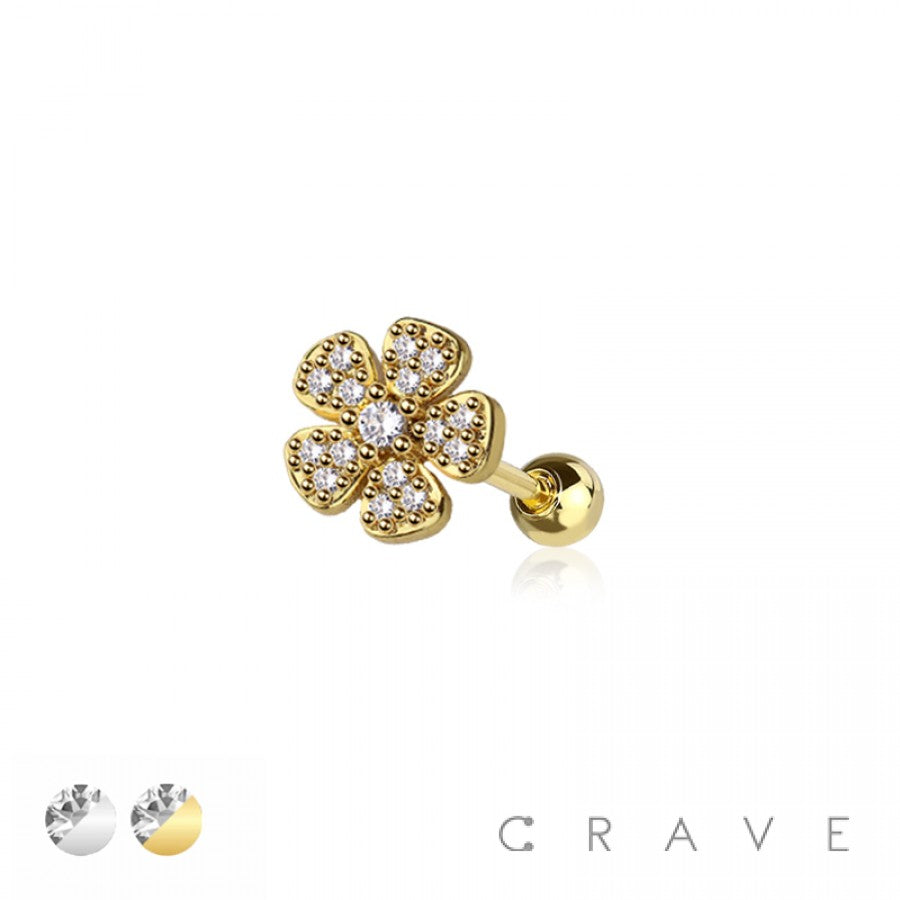 Flower Gemstone Cartilage Barbell