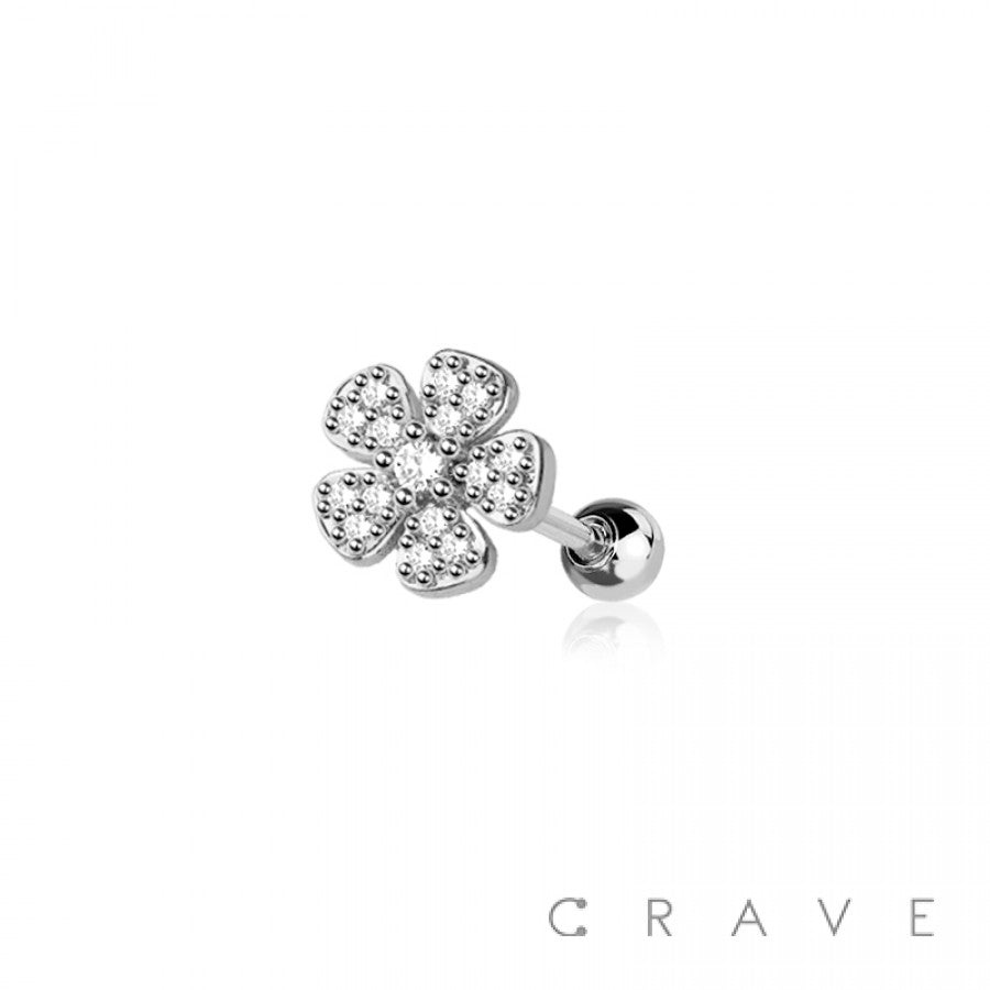 Flower Gemstone Cartilage Barbell