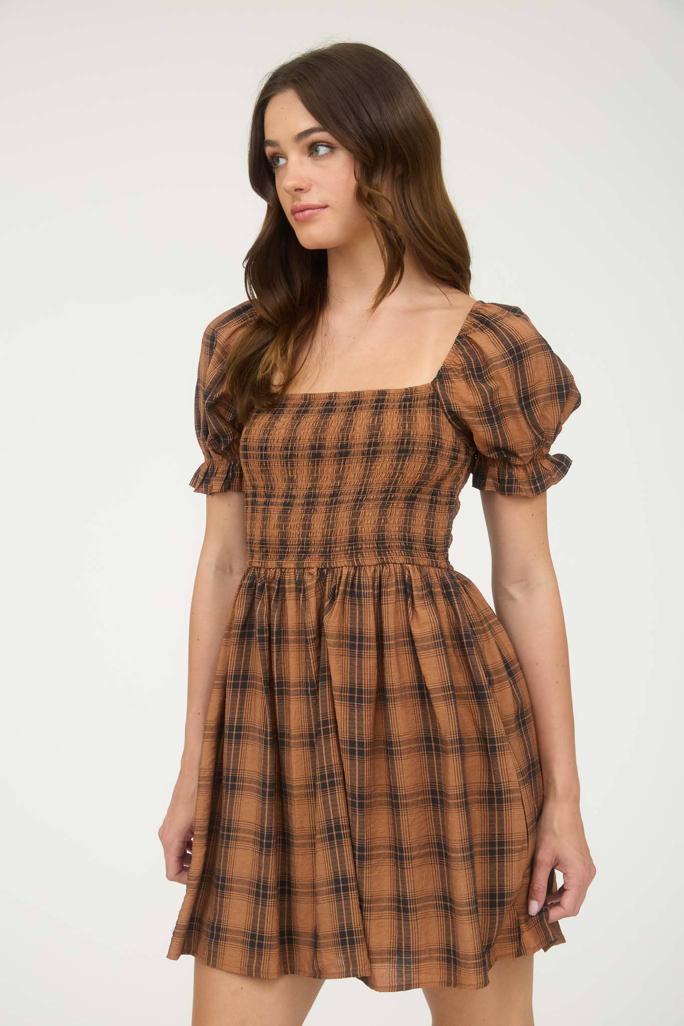 Annie-Plaid MIDI Dresss