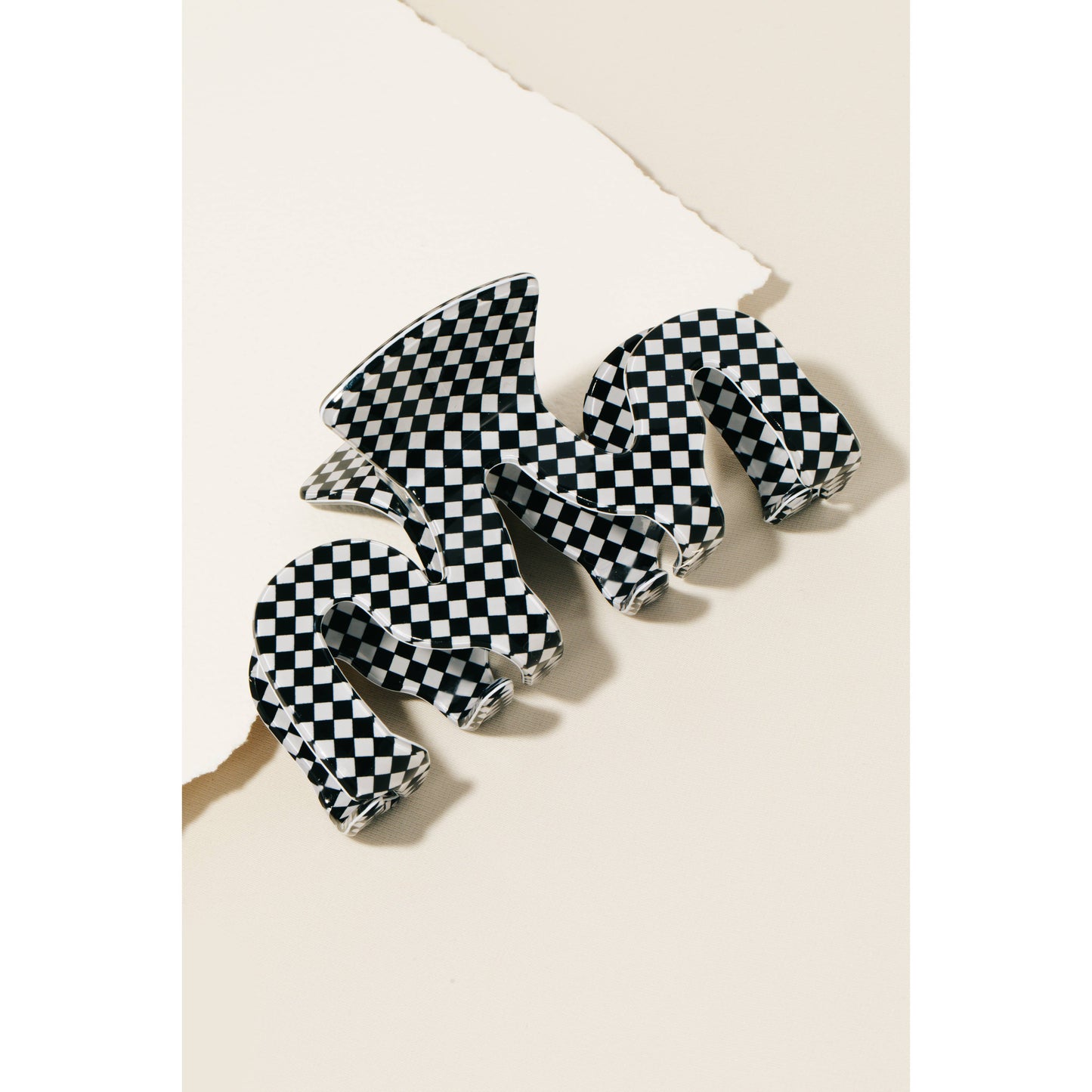 Acrylic Checkered Pattern Hair Claw