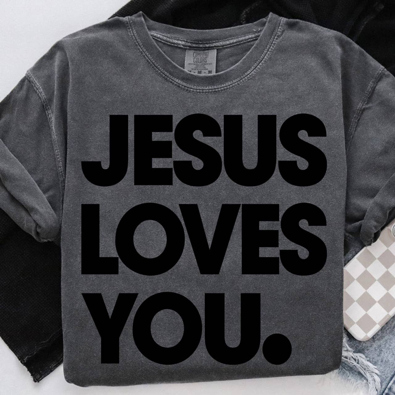 Jesus Loves You. BLACK DTF Heat Transfer