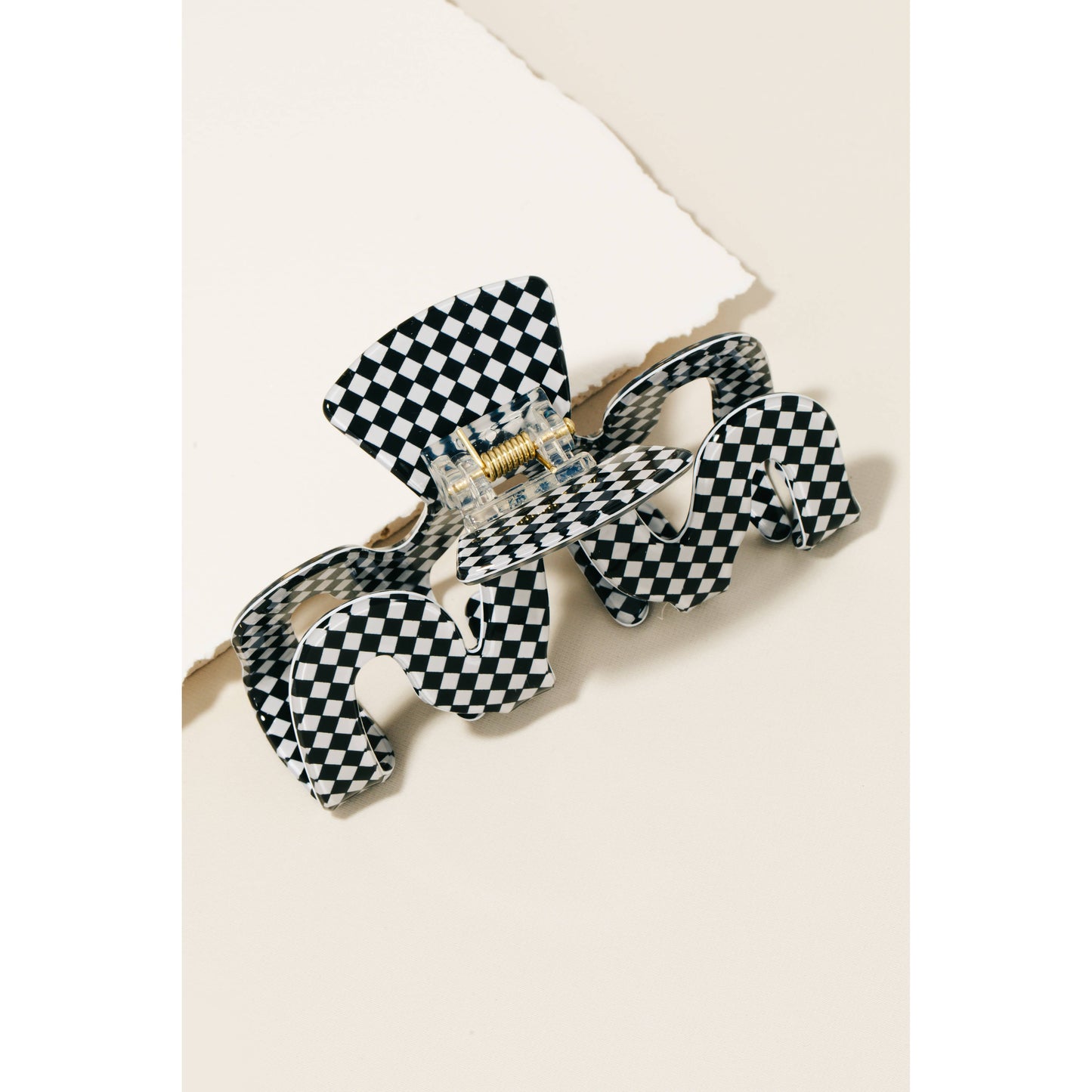 Acrylic Checkered Pattern Hair Claw