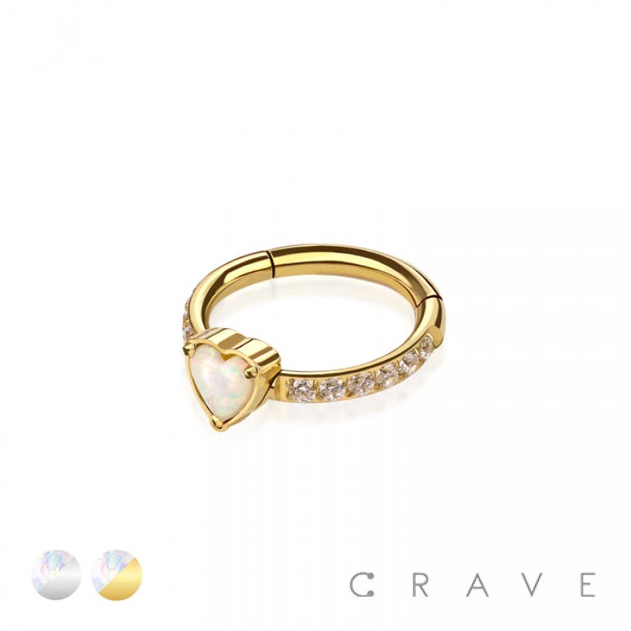 Opal Heart Hinged Ring-Body Jewelry