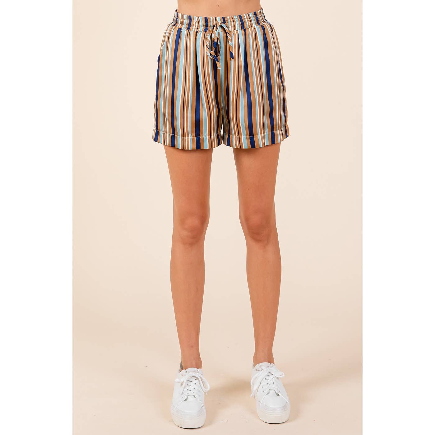 Elinda-Striped Satin Shorts