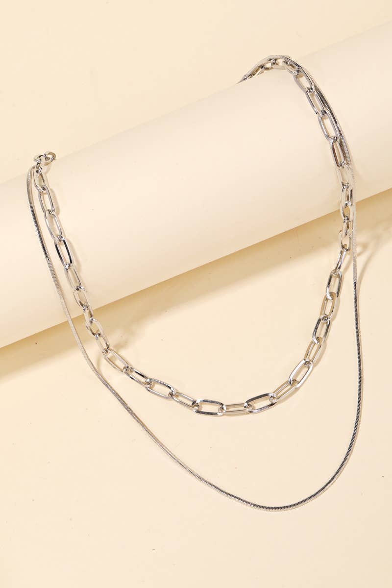 Double Chain Layered Necklace: G