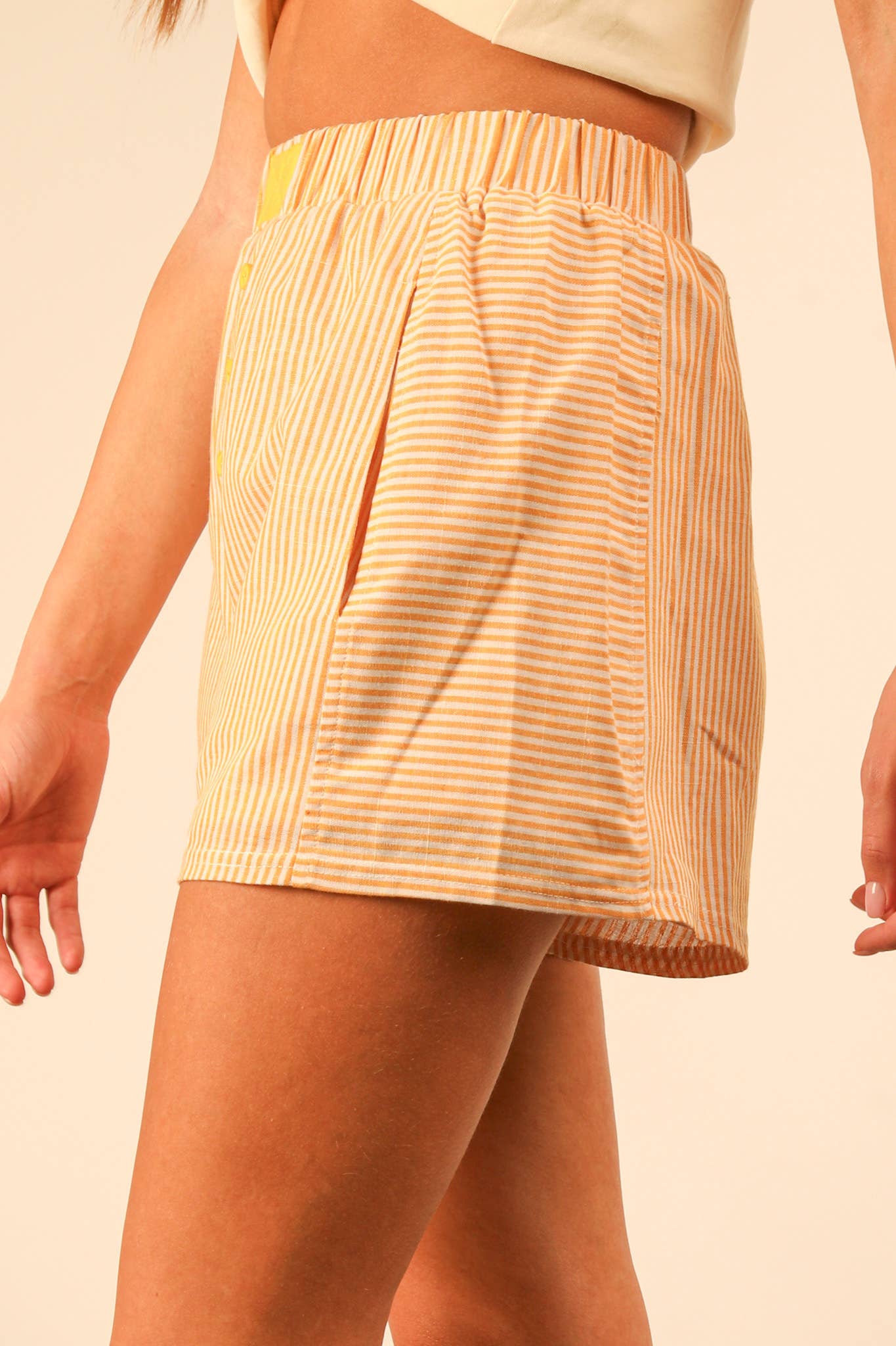 Meghan-Yellow Striped Boxer Shorts