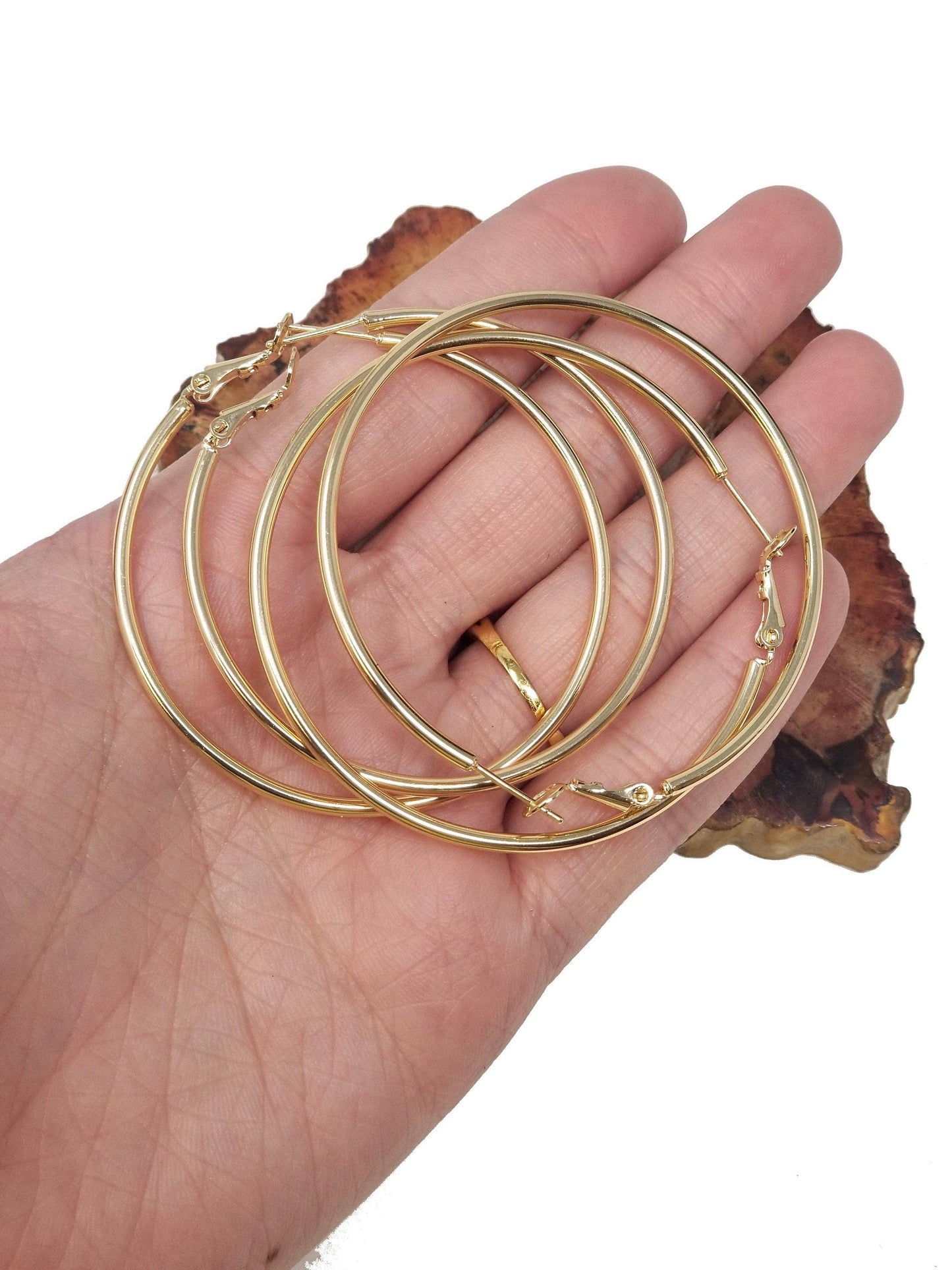 Gold filled Hoops Earrings 14k Gold-Filled Hoop Earrings: 50mm