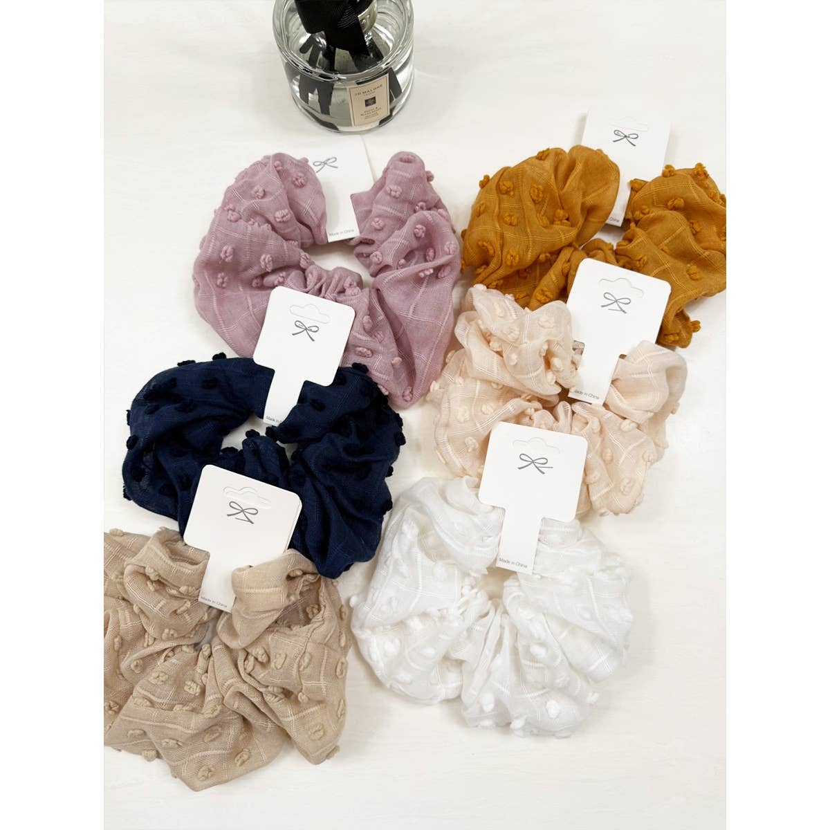 Pompom Textured Soft Tone Jumbo Scunchie