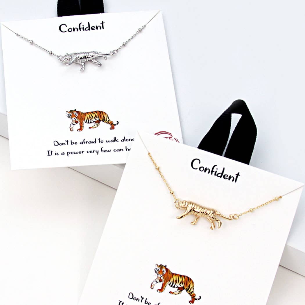 Gold-Dipped Tiger Figurine Necklace
