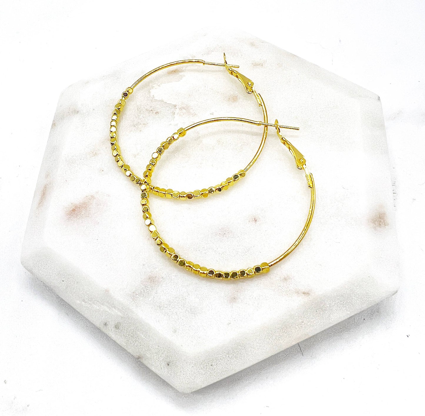 Gold Beaded Hoop Earrings