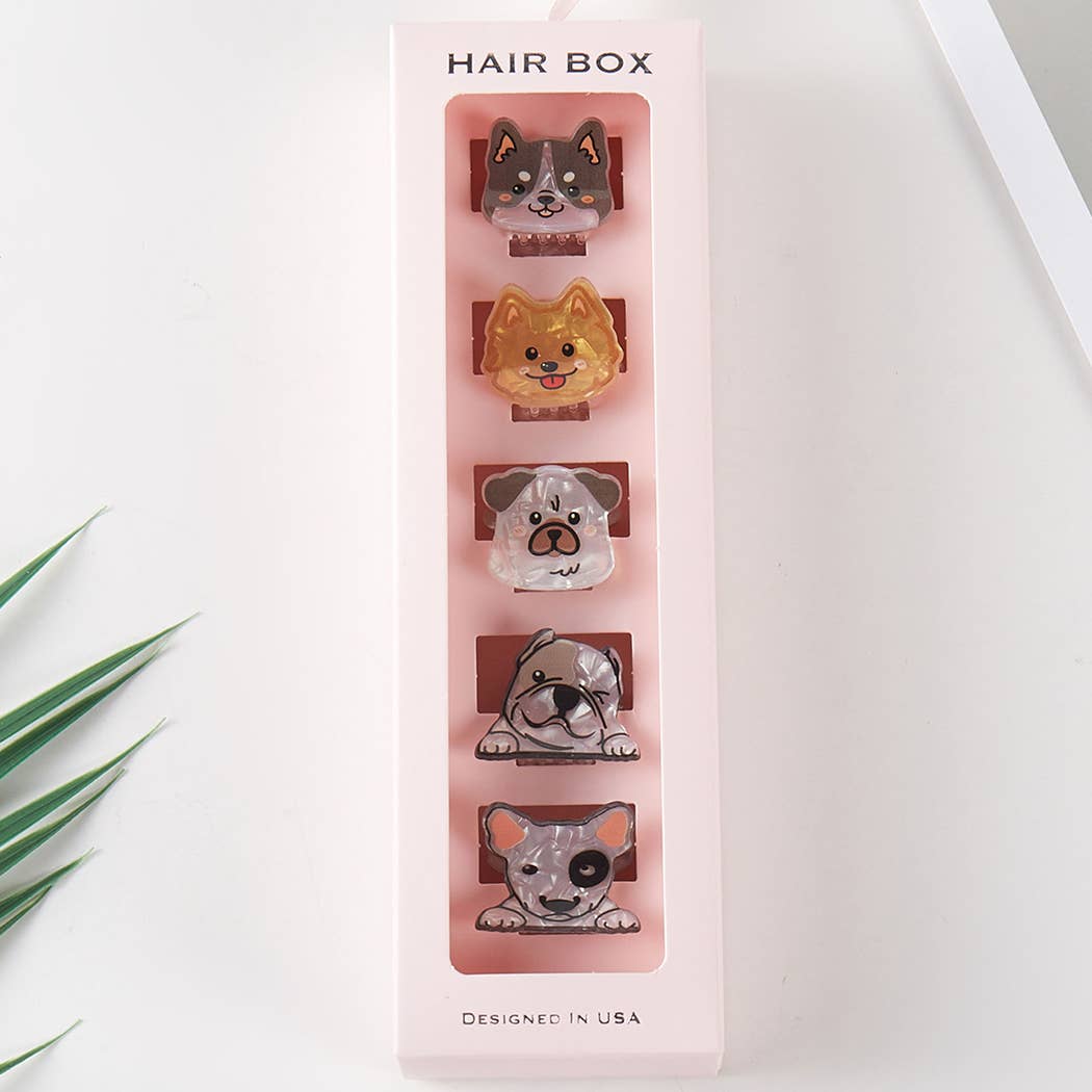 Cute Dogs Assorted Mini Claw Hair Clip Set