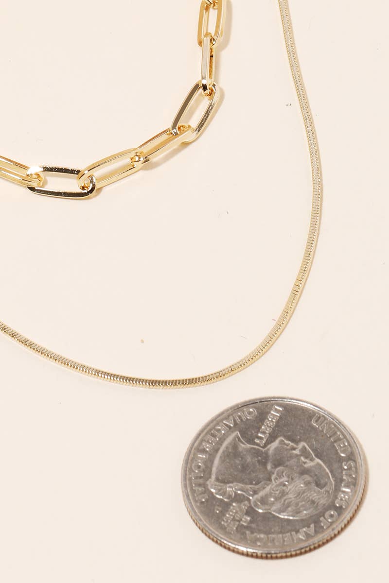 Double Chain Layered Necklace: S