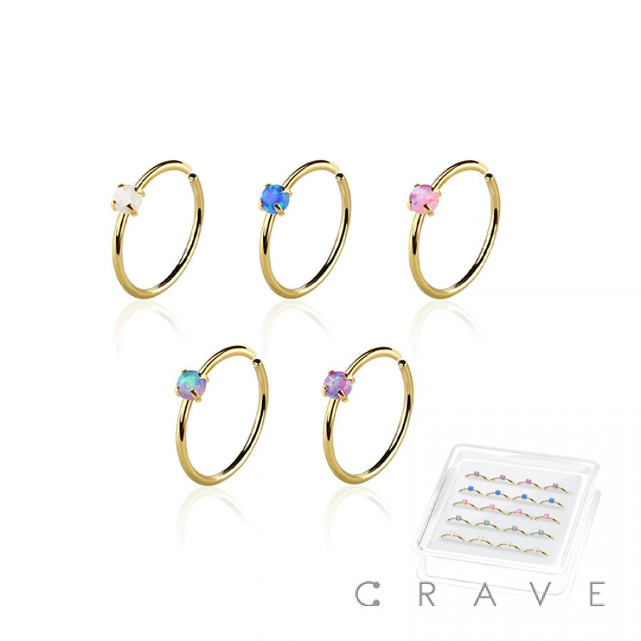Opal and Gold Nose Hoop Ring